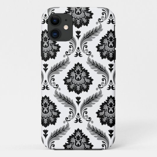 Coques Case-Mate iPhone Rococo Damask Pattern Grey Black White (Dos)