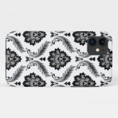Coques Case-Mate iPhone Rococo Damask Pattern Grey Black White (Dos (Horizontal))