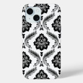 Coques Case-Mate iPhone Rococo Damask Pattern Grey Black White (Verso)