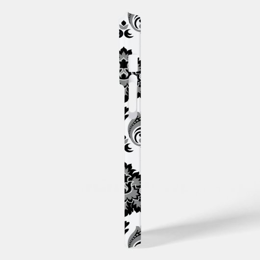 Coques Case-Mate iPhone Rococo Damask Pattern Grey Black White (Verso / Gauche)