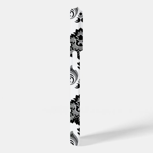 Coques Case-Mate iPhone Rococo Damask Pattern Grey Black White (Verso / Droite)