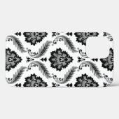 Coques Case-Mate iPhone Rococo Damask Pattern Grey Black White (Verso (horizontal))