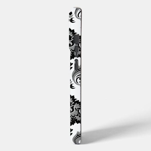 Coques Case-Mate iPhone Rococo Damask Pattern Grey Black White (Verso / Gauche)