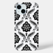 Coques Case-Mate iPhone Rococo Damask Pattern Grey Black White (Verso)