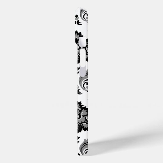 Coques Case-Mate iPhone Rococo Damask Pattern Grey Black White (Verso / Gauche)