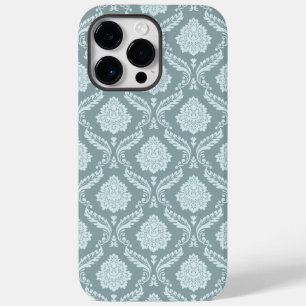 Coque Pour Pour iPhone 14 Pro Max Rococo Damassé Rpt Motif Œuf de Canard Bleu+Turquo