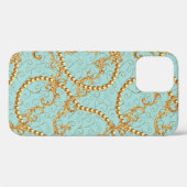 Coques Case-Mate iPhone Rococo éléments dorés sans couture motif. Texte or (Verso (horizontal))