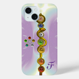 COQUE POUR iPhone 15 RODE D'ASCLEPIUS 7 CHAKRAS, YOGA, ÉNERGIE SPIRITUE