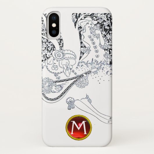 COQUES Case-Mate iPhone ROMANCE /ROMANTIQUES AMATEURS NOIR BLANC ROUGE MON (Dos)