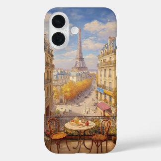 Coques iPhone 16 Romantic Parisian Balcony View Oil Painting