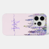 Coques Case-Mate iPhone Romantic Soft Lilac Wisteria Monogramme Nom du scr (Verso (horizontal))