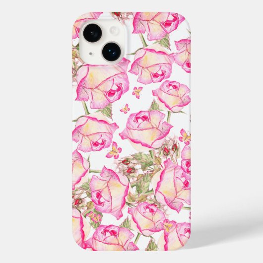 Coques Case-Mate iPhone Romantic white pink yellow summer rose floral (Verso)