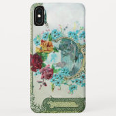 Coques Case-Mate iPhone ROMANTICA /ROSES, FLEURS BLEUES AVEC OISEAU Blanc (Dos)