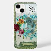 Coques Case-Mate iPhone ROMANTICA Roses rouges, Monogramme floral de bord  (Verso)