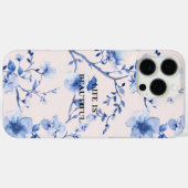 Coques Case-Mate iPhone Romantique bleu bleu floral (Verso (horizontal))