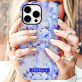 Coques Case-Mate iPhone Romantique Bleu et Lavande Floral Nom