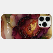 Coques Case-Mate iPhone Romantique Chic Rose Rouge Bourgogne Or Floral (Verso (horizontal))