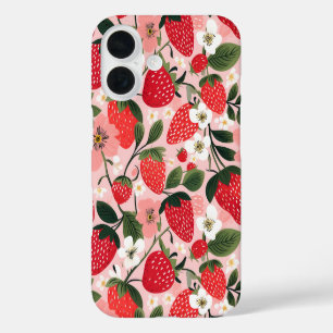 Coques iPhone 16 Romantique Cottagecore Fraise Botanique
