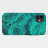 Coques Case-Mate iPhone Romantique élégant turquoise - roses verts (Dos (Horizontal))