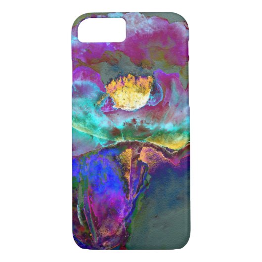 Coques Case-Mate iPhone Romantique élégant violet turquoise peinture de fl (Dos)