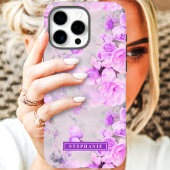 Coques Case-Mate iPhone Romantique fleurs nom rose et lavande 