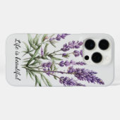 Coques Case-Mate iPhone Romantique Gris Violet Lavande Florale (Verso (horizontal))
