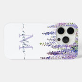 Coques Case-Mate iPhone Romantique Lilac Wisteria Monogramme Nom du script (Verso (horizontal))