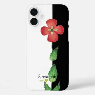 iPhone 16 Plus Case Romantique Pansy Noir et Blanc de Famille Vintage