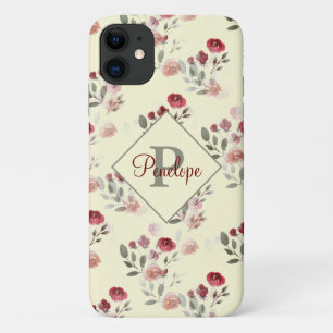 Case-Mate iPhone Case Romantique Vintage aquarelle Rose Motif Monogramme