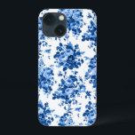 Case-Mate iPhone Case Romantique Vintage Roses-Bleu sur Blanc<br><div class="desc">Elégant et classique antique vintage Delft roses bleus sur arrière - plan blanc.</div>