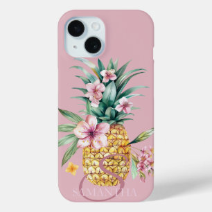Coque Pour iPhone 15 Rose ananas floral