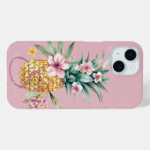 Coques Case-Mate iPhone Rose ananas floral (Verso (horizontal))