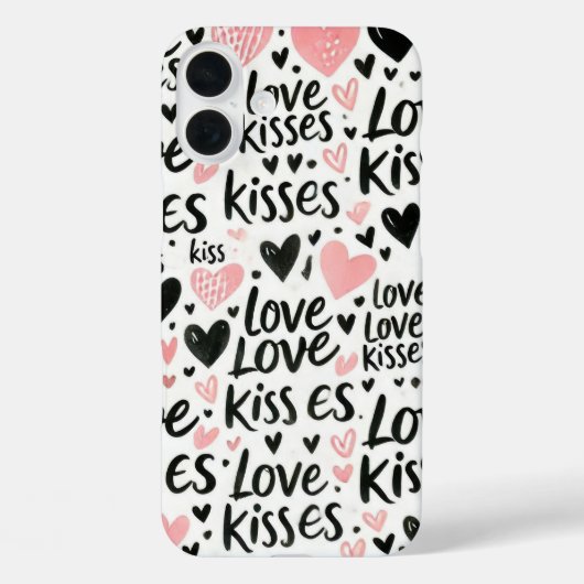 COQUES Case-Mate iPhone ROSE AVEC AMOUR ET COEURS NOIRS (Verso)