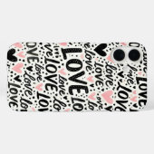 COQUES Case-Mate iPhone ROSE AVEC AMOUR NOIR ET CŒURS (Verso (horizontal))