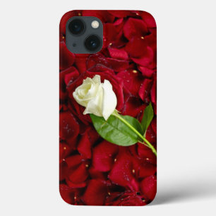 Coques Pour iPhone Rose blanc sur les pétales rouges