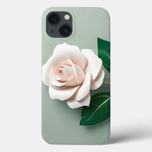 Case-Mate iPhone Case Rose blanche minimaliste sur vert