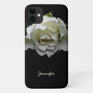 Case-Mate iPhone Case Rose blanche sur noir