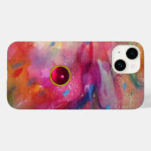 COQUES Case-Mate iPhone ROSE BLEU ABSTRAIT AVEC 3D RED RUBY GEMSTONE (Verso (horizontal))