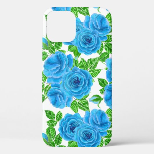 Coques Case-Mate iPhone Rose bleu aquarelle motif transparent (Verso)