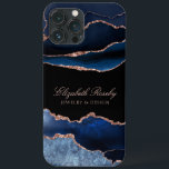 Case-Mate iPhone Case Rose bleu de la marine tendance Gold Black Busines<br><div class="desc">Moderne Elegant Rose bleu or Black Business coque iphone. Superbe conception polyvalente avec sur tendance bleu marine agate geode aquarelle style art abstrait avec accents or rose parties scintillant. Arrière - plan est affiché en noir avec le texte personnalisable affiché en couleur rose rose or blush. Personnalisez avec votre nom...</div>