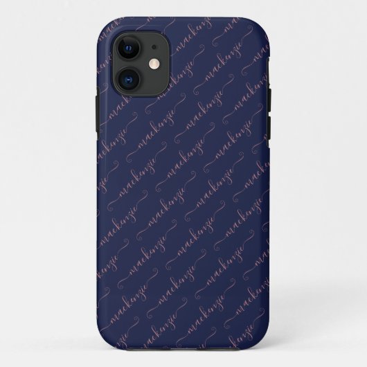 Coques Case-Mate iPhone Rose bleu marine or manuscrit Nom du script (Dos)
