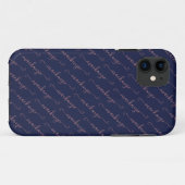 Coques Case-Mate iPhone Rose bleu marine or manuscrit Nom du script (Dos (Horizontal))