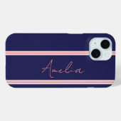 Coques Case-Mate iPhone Rose bleu personnalisé minimal (Verso (horizontal))