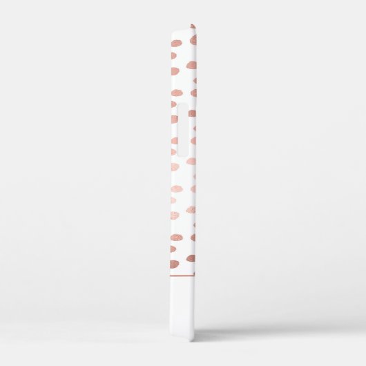 Coques Case-Mate iPhone Rose Bleu - Rose Gold Polka Motif Monogramme (Verso / Droite)