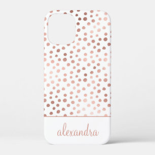 Case-Mate iPhone Case Rose Bleu - Rose Gold Polka Motif Monogramme