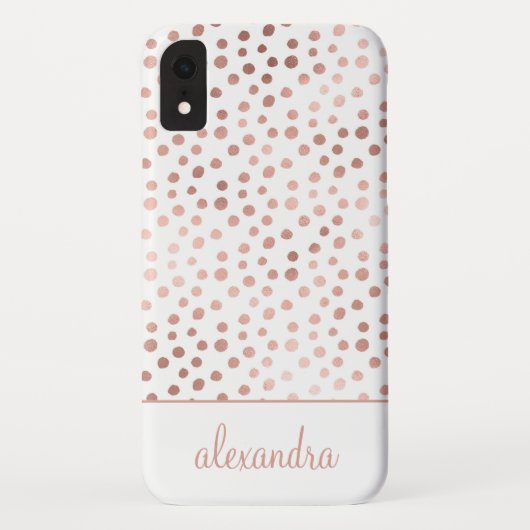 Coques Case-Mate iPhone Rose Bleu - Rose Gold Polka Motif Monogramme (Dos)
