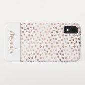 Coques Case-Mate iPhone Rose Bleu - Rose Gold Polka Motif Monogramme (Dos (Horizontal))