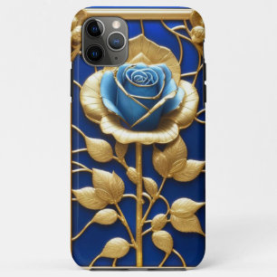 Case-Mate iPhone Case Rose Bleue Dorée dans un Cadre Décoratif