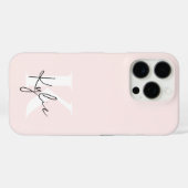 Coques Case-Mate iPhone Rose Blush moderne Nom du monogramme personnalisé (Verso (horizontal))