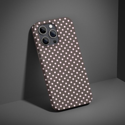 Coques Case-Mate iPhone Rose & Brown Polka Dot mignon Aesthétique tendance